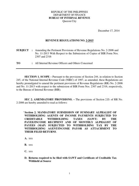 2015 Revenue Regulations .